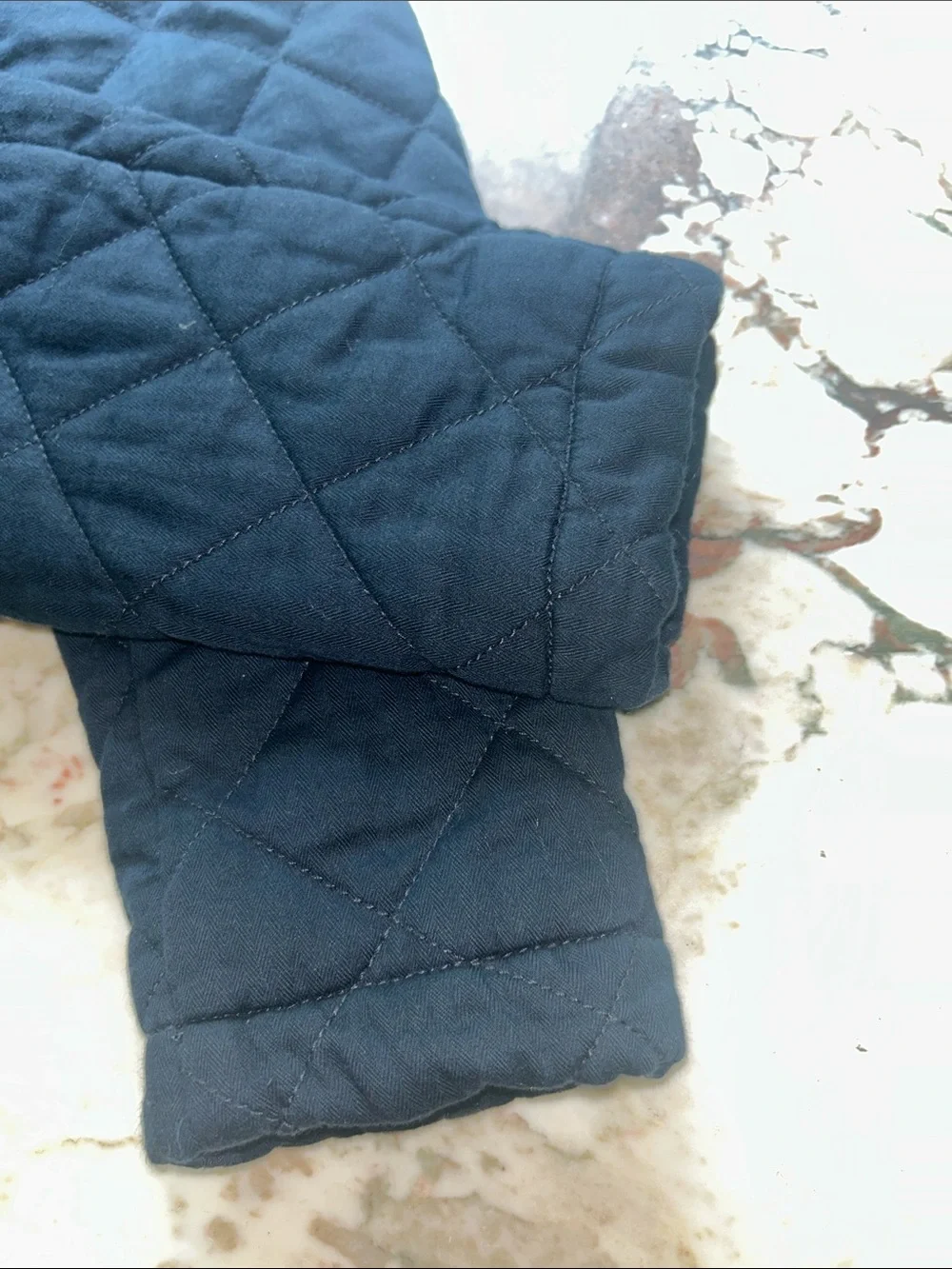 J. Crew Quilted Navy Jacket with Gold Hardware